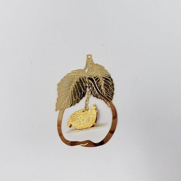 1990 Hallmark Christmas Partridge Brass Keepsake Holiday Ornament. - Picture 6 of 10